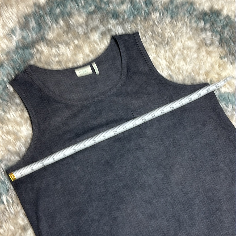 LOGO Lounge by Lori Goldstein French Terry Sleeveless Maxi Dress ~ Charcoal Grey - Picture 6 of 7